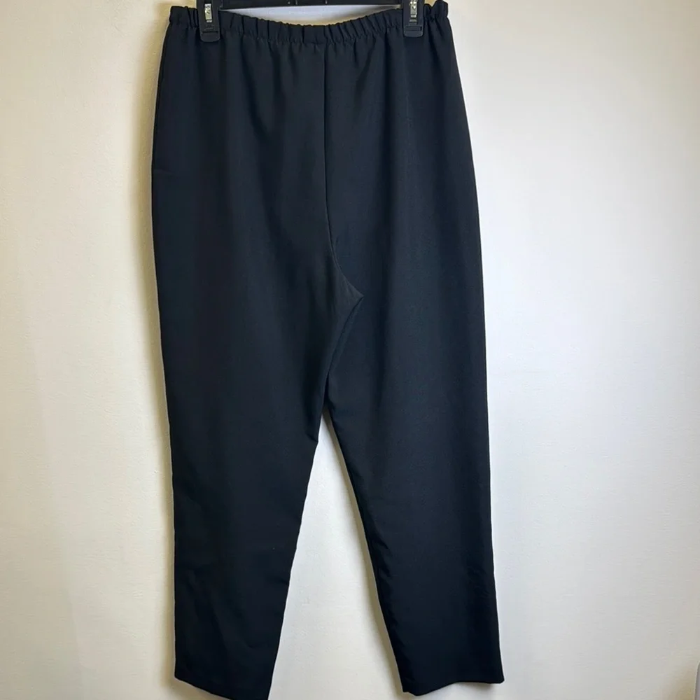 Black Straight Leg Pants with Elastic Waistband